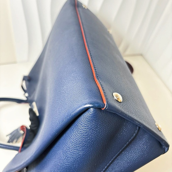 Louis Vuitton Navy Leather Lock Me Tote Bag with Red Accents - Picture 16 of 16